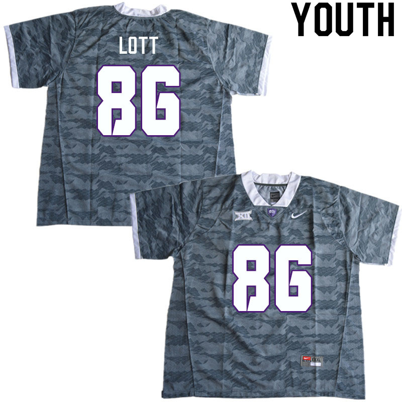 Youth #86 Jasper Lott TCU Horned Frogs College Football Jerseys Sale-Gray - Click Image to Close